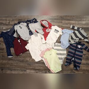 Lot of 17 pieces of boys 0-3mo clothing